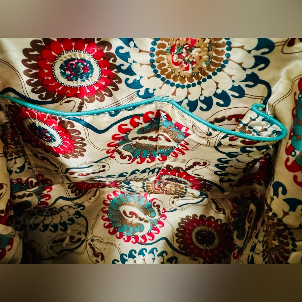 Big Buddha Turquoise Quilted Floral Glam Bag with Gold Chain Accents Luxury - Picture 16 of 16